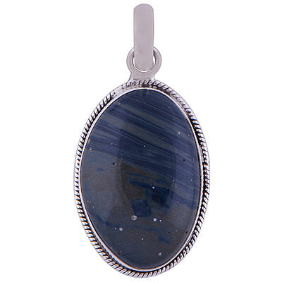 Blue Copper Slag 925 Sterling Silver Pendant - R101556-47