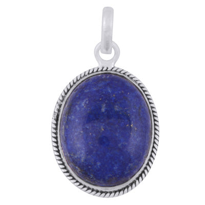 Authentic Wire Work Around Lapis Oval Shape 925 Sterling Solid Silver Pendant - R101574-97