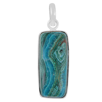 Beautiful Gemstone Azurite Rectangle Shape 925 Sterling Solid Silver Pendant - R101599-104