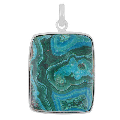 Beautiful Gemstone Azurite Rectangle Shape 925 Sterling Solid Silver Pendant - R101599-106