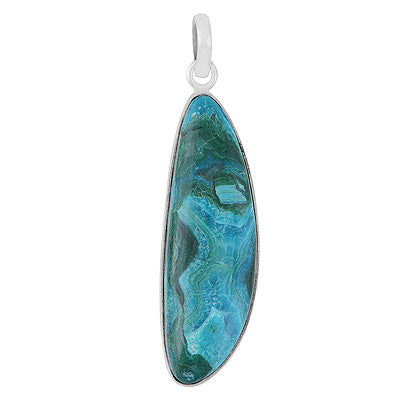 Beautiful Gemstone Azurite Fancy Shape 925 Sterling Solid Silver Pendant - R101599-107