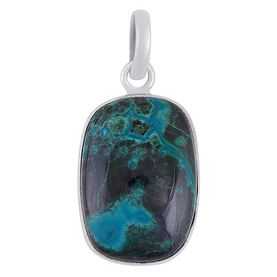 Beautiful Gemstone Azurite Rectangle Shape 925 Sterling Solid Silver Pendant - R101599-113
