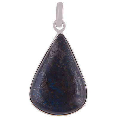 Beautiful Raw Gemstone Chrysocolla Pear Shape 925 Sterling Solid Silver Pendant - R101599-20