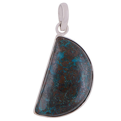 Beautiful Raw Gemstone Chrysocolla Fancy Shape 925 Sterling Solid Silver Pendant - R101599-35
