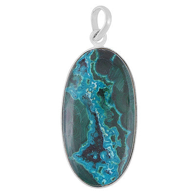 Beautiful Gemstone Azurite Oval Shape 925 Sterling Solid Silver Pendant - R101599-97