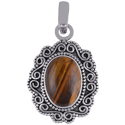 Tiger's Eye 925 Sterling Silver Pendant - R101602-36