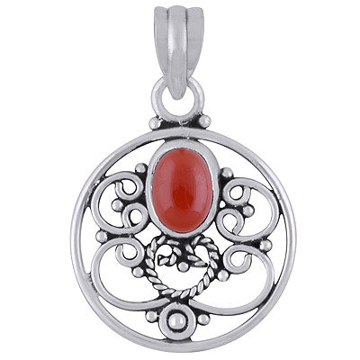 Alluring Rawa & Wire Work Around Carnelian Oval Shape 925 Sterling Solid Silver Pendant - R101604-65