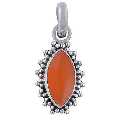 Elegant Rawa Work Around Carnelian Marquise Shape 925 Sterling Solid Silver Pendant - R101615-12