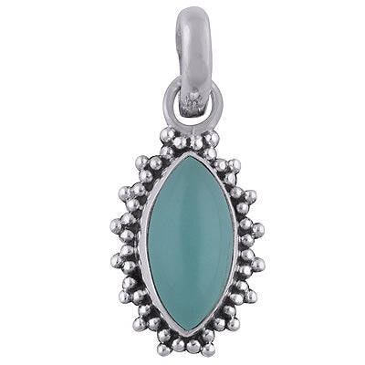 Elegant Rawa Work Around Aqua Chalcedony Marquise Shape 925 Sterling Solid Silver Pendant - R101615-15