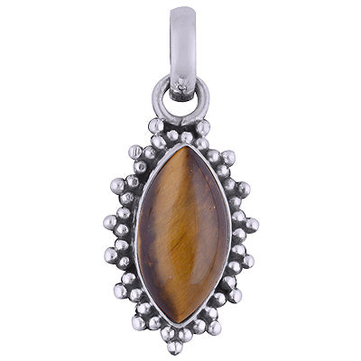 Elegant Rawa Work Around Tiger's Eye Marquise Shape 925 Sterling Solid Silver Pendant - R101615-8