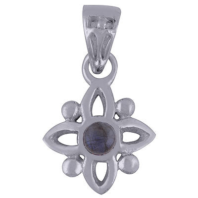Alluring Handmade Flower Rawa Around Labradorite Round Shape 925 Sterling Solid Silver Pendant - R101642-21
