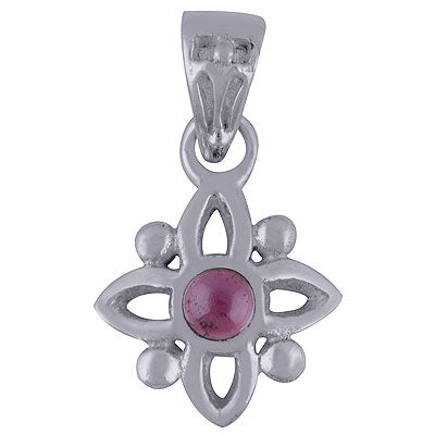 Alluring Handmade Flower Rawa Around Garnet Round Shape 925 Sterling Solid Silver Pendant - R101642-6