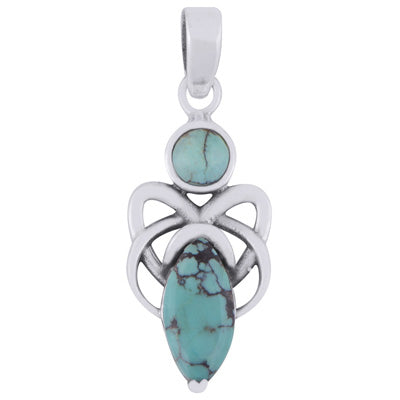 Alluring Multiple Gemstones Around Turquoise Marquise,Round Shape 925 Sterling Solid Silver Pendant - R101644-47