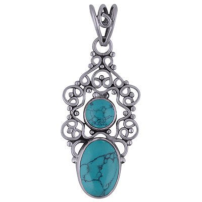 Turquoise 925 Sterling Silver Pendant - R101692-1