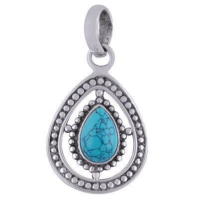 Turquoise 925 Sterling Silver Pendant - R101696-35