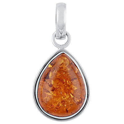 Beautifully Seated Gemstone Amber Pear Shape 925 Sterling Solid Silver Pendants - R101699-1