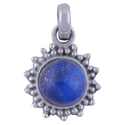 Beautiful Rawa Work Around Lapis Round Shape 925 Sterling Solid Silver Pendants - R101720-5