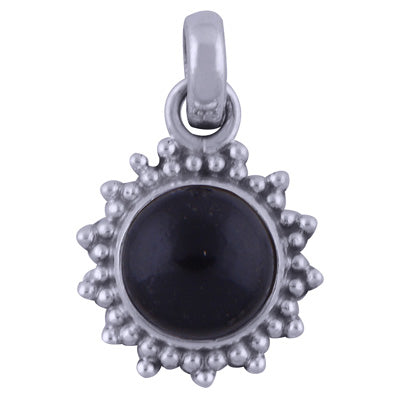 Beautiful Rawa Work Around Black Onyx Round Shape 925 Sterling Solid Silver Pendants - R101720-9