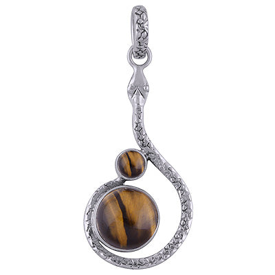 Gorgeous Snake work Around Tiger's Eye Round Shape 925 Sterling Solid Silver Pendants - R101722-11