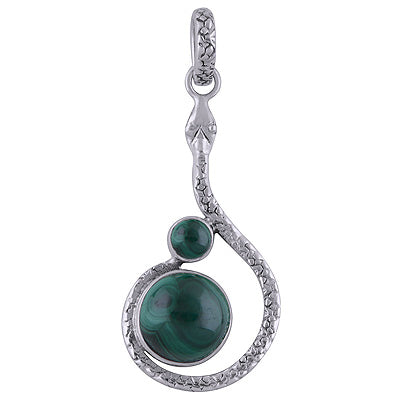 Gorgeous Snake work Around Malachite Round Shape 925 Sterling Solid Silver Pendants - R101722-12