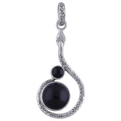 Gorgeous Snake work Around Black Onyx Round Shape 925 Sterling Solid Silver Pendants - R101722-14