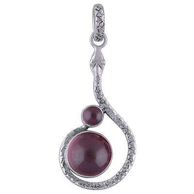 Gorgeous Snake work Around Garnet Round Shape 925 Sterling Solid Silver Pendants - R101722-2