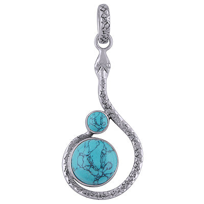 Gorgeous Snake work Around Turquoise Round Shape 925 Sterling Solid Silver Pendants - R101722-3
