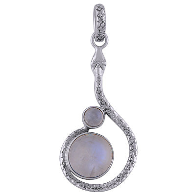 Gorgeous Snake work Around Rainbow Moonstone Round Shape 925 Sterling Solid Silver Pendants - R101722-4