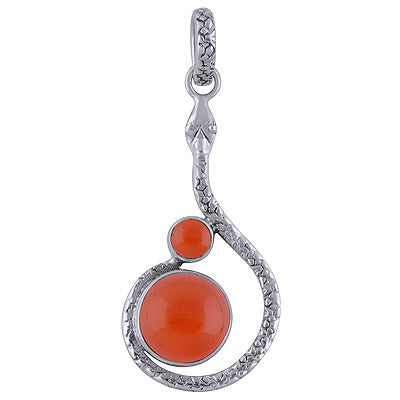 Gorgeous Snake work Around Carnelian Round Shape 925 Sterling Solid Silver Pendants - R101722-7