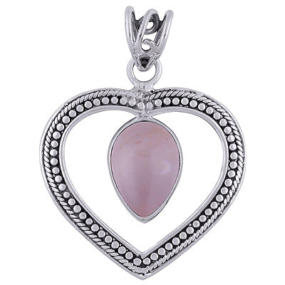 Gorgeous Twisted Wire & Rawa Work Around Rose Quartz Pear Shape 925 Sterling Solid Silver Pendant - R101739-14