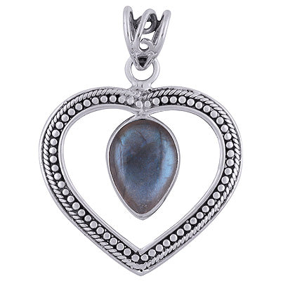 Gorgeous Twisted Wire & Rawa Work Around Labradorite Pear Shape 925 Sterling Solid Silver Pendant - R101739-4