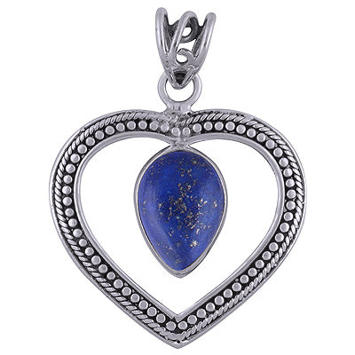 Gorgeous Twisted Wire & Rawa Work Around Lapis Pear Shape 925 Sterling Solid Silver Pendant - R101739-5