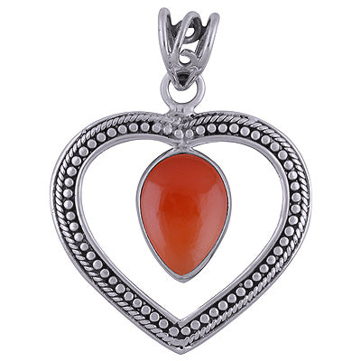 Gorgeous Twisted Wire & Rawa Work Around Carnelian Pear Shape 925 Sterling Solid Silver Pendant - R101739-9