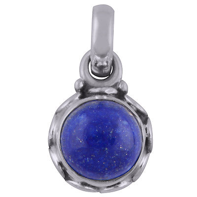 Gorgeous Handcrafted Work Around Lapis Round Shape 925 Sterling Solid Silver Pendant - R101745-6