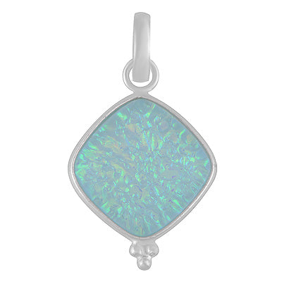 Minimal Rawa work at Bottom Bezel Opal Rhombus Shape 925 Sterling Solid Silver Pendant - R101750-11