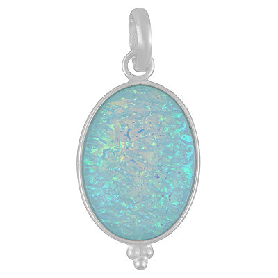 Minimal Rawa Work At Bottom Bezel Opal Oval Shape 925 Sterling Solid Silver Pendant - R101750-3
