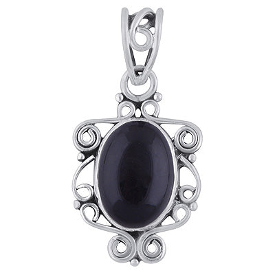 Gorgeous Handcrafted Wire Work Around Black Onyx Pear Shape 925 Sterling Solid Silver Pendant - R101784-14