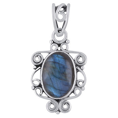 Gorgeous Handcrafted Wire Work Around Labradorite Oval Shape 925 Sterling Solid Silver Pendant - R101784-4