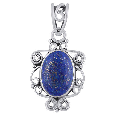 Gorgeous Handcrafted Wire Work Around Lapis Oval Shape 925 Sterling Solid Silver Pendant - R101784-5