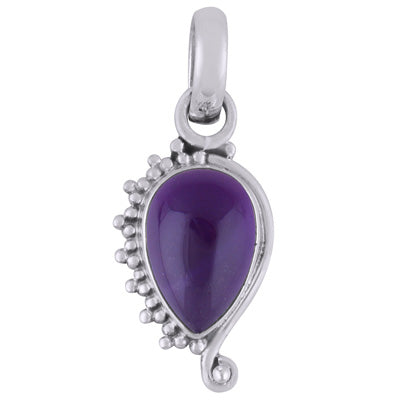 Beautiful Wire & Rawa Work Around Amethyst Pear Shape 925 Sterling Solid Silver Pendant - R101805-1