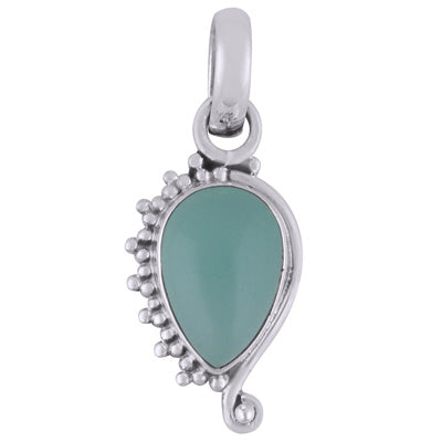 Beautiful Wire & Rawa Work Around Aqua Chalcedony Pear Shape 925 Sterling Solid Silver Pendant - R101805-15