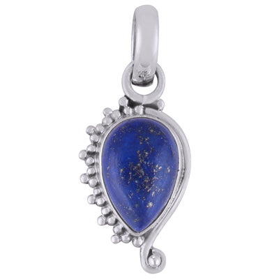 Beautiful Wire & Rawa Work Around Lapis Pear Shape 925 Sterling Solid Silver Pendant - R101805-5