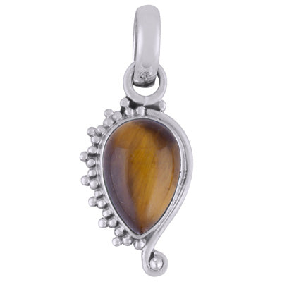 Beautiful Wire & Rawa Work Around Tiger's Eye Pear Shape 925 Sterling Solid Silver Pendant - R101805-8