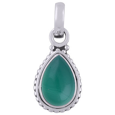Gorgeous Rawa Work Around Green Onyx Pear Shape 925 Sterling Solid Silver Pendants - R101813-7