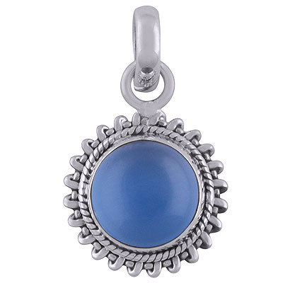 Gorgeous Handcrafted Wire Work Around Blue Chalcedony Round Shape 925 Sterling Solid Silver Pendant - R101815-39