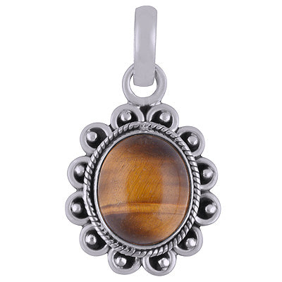 Tiger's Eye 925 Sterling Silver Pendant - R101827-8