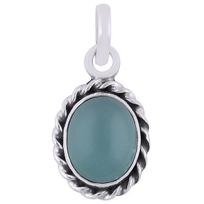 Alluring Gemstone Aqua Chalcedony Oval Shape 925 Sterling Solid Silver Pendants - R101829-15