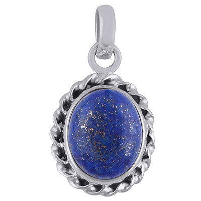 Alluring Gemstone Lapis Oval Shape 925 Sterling Solid Silver Pendants - R101829-5