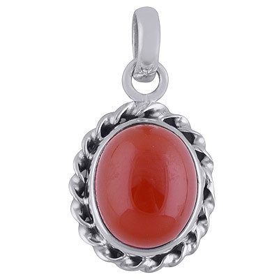 Alluring Gemstone Carnelian Oval Shape 925 Sterling Solid Silver Pendants - R101829-6