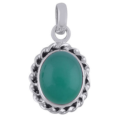 Alluring Gemstone Green Onyx Oval Shape 925 Sterling Solid Silver Pendants - R101829-7